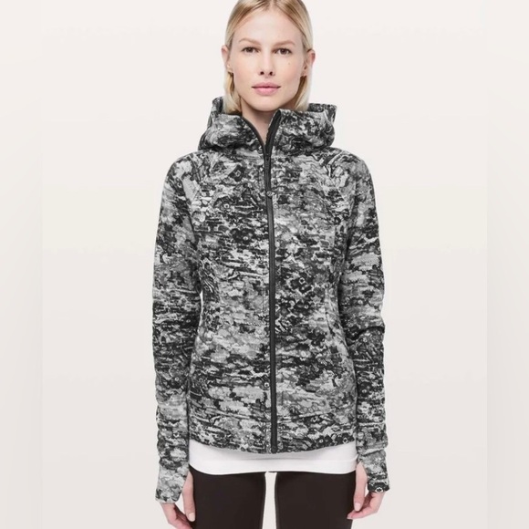 LULULEMON  Scuba Hoodie Light Cotton Fleece Masked Lace Starlight Black Size 6 - Picture 1 of 7